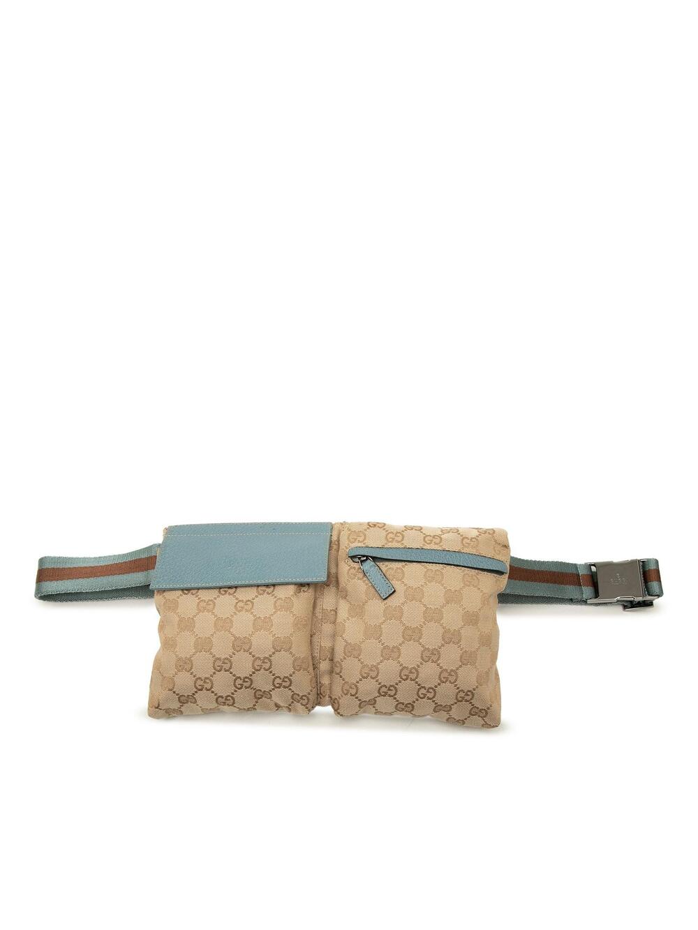 Gucci Gg Canvas Web Double Pocket Belt #362397G60B